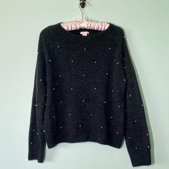H&M Beaded Charcoal Sweater - so soft!! - Picture 3 of 10